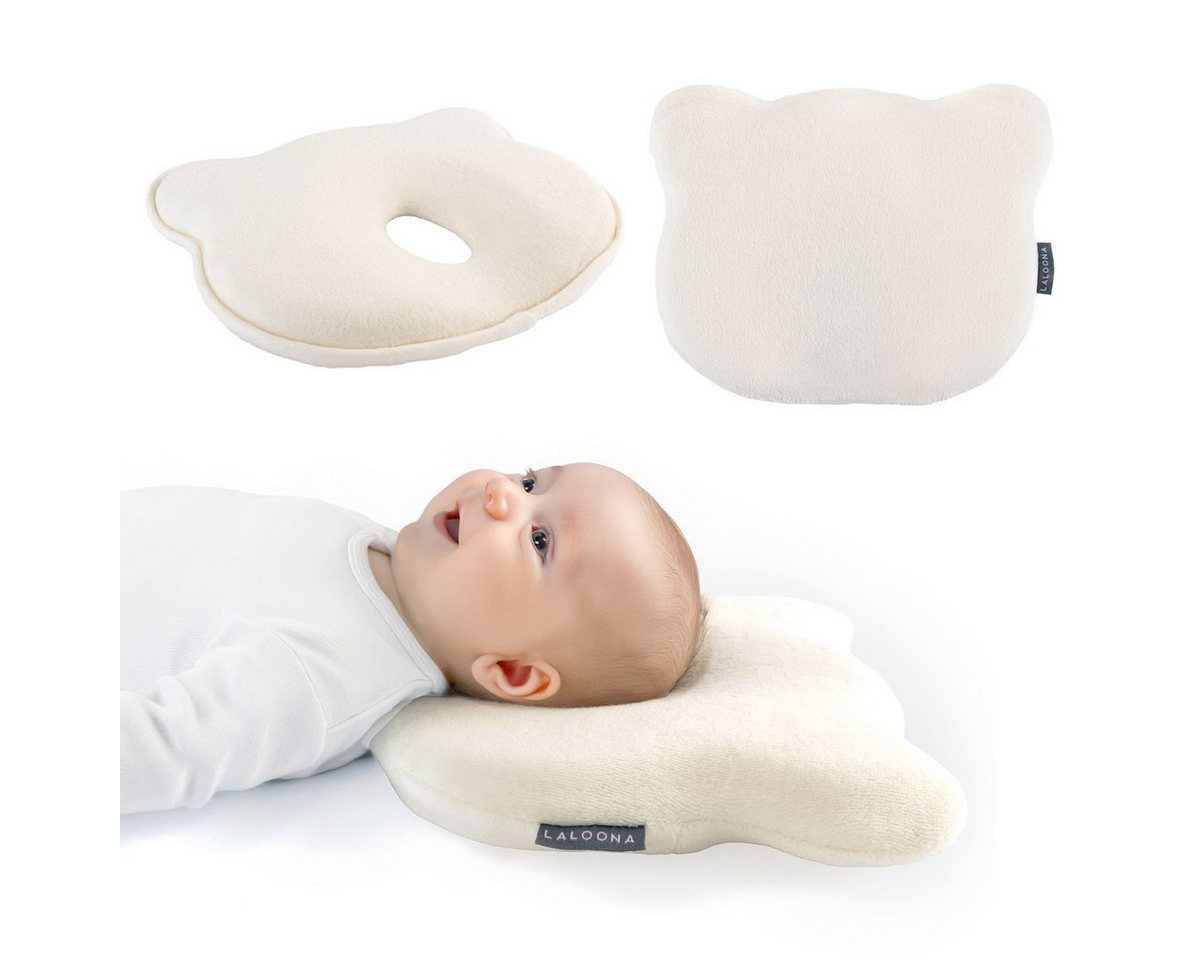 LaLoona Babykissen beige, Babykissen gegen Kopfverformung / Plattkopf Kopfkissen für Neugeborene von LaLoona