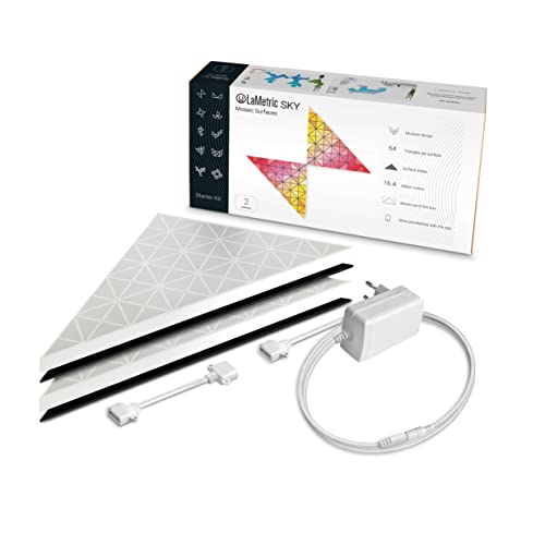 LaMetric Sky Starter Kit, 2 Triangle LED Tiles with 64 RGB (16M Colors) Triangular Pixels per Tile - Modular Wi-Fi-Enabled Indoor White Wall Light for Decoration, Gaming and Smart Home von LaMetric
