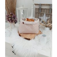 Stoffkorb Utensilo Brotkorb Aufbewahrungskorb Taupe Stars Sterne Beige Natur von LaMilaHandmade