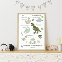 Affirmationsposter Dinosaurier A3, Positive Glaubenssätze Kinder, Geschenkidee Zum Kindergartenstart, Zur Geburt, Ideale Deko Kinderzimmer von LaMioLena