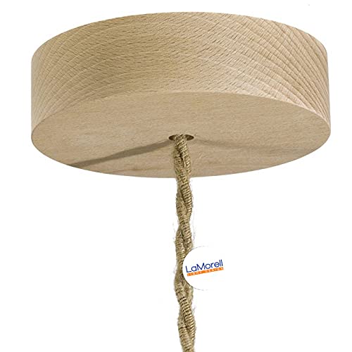 Rosette Sphärisch in natürlichem Holz für Textilkabel. Made in Italy von LaMorell LightDesign