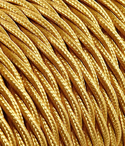 Elektrokabel, geflochten, mit Stoff überzogen, Farbe Gold, Querschnitt 3 x 2,50 (20 Meter) von LaMorell LightDesign