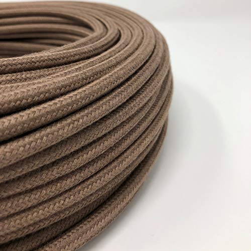 Elektrokabel rund mit Stoff beschichtet. Farbe Braun Orzo Baumwolle Querschnitt 3 x 0.75 von LaMorell LightDesign