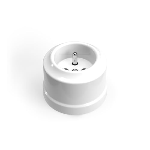 LaMorell LightDesign - Französische Wandsteckdose aus weißem Porzellan Ø 65 mm von LaMorell LightDesign