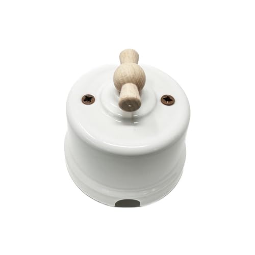 LaMorell LightDesign - Schalter/Umsteller aus weißem Porzellan mit Holzöse Ø 65 mm von LaMorell LightDesign
