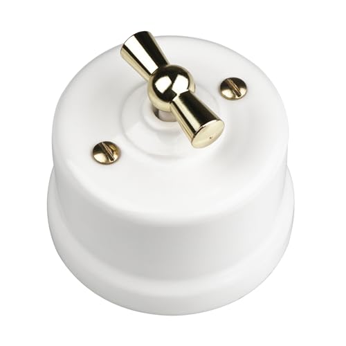 LaMorell LightDesign - Schalter/Umsteller aus weißem Porzellan mit Öse aus Metall Messing Ø 65 mm von LaMorell LightDesign