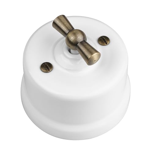 LaMorell LightDesign - Schalter/Umsteller aus weißem Porzellan mit Öse aus Metall grau Ø 65 mm von LaMorell LightDesign