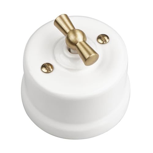 LaMorell LightDesign - Wechselrichter aus weißem Porzellan, Steuerung mit Metallöse aus satiniertem Messing, Durchmesser 65 mm von LaMorell LightDesign
