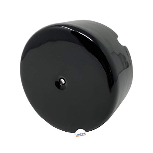 Porzellan Verteilerdose Retro Aufputz elektrische Abzweigdose Weib/Schwarz nostalgische Wanddose | Abmessungen: Ø100 mm - h45 mm mit 3 Ausgängen (Schwarz) von LaMorell LightDesign