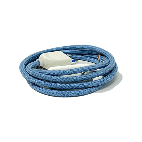 Textilkabel Flachkabel Zuleitung 2-adrig (2x0.75mm²), 1,80 Meter mit Schalter und Aderendhülsen von LaMorell LightDesign