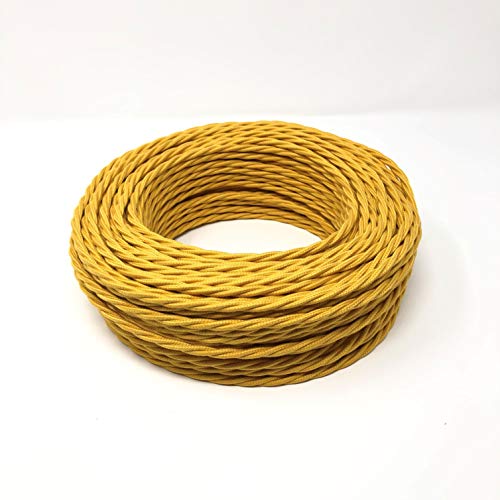 Textilkabel für Lampe, Stoffkabel 2-adrig (2x0,75mm²) - Gelbe Senf Baumwolle. Made in Italy (5 Meter) von LaMorell LightDesign
