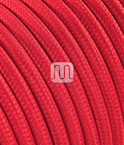 Textilkabel für Lampe, Stoffkabel 2-adrig (2x0,75mm²) - Rot. Made in Italy (5 Meter) von LaMorell LightDesign