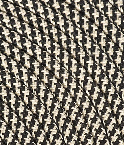 Textilkabel für Lampe, Stoffkabel 2-adrig (2x0,75mm²) - Sand/schwarz. Made in Italy (5 Meter) von LaMorell LightDesign