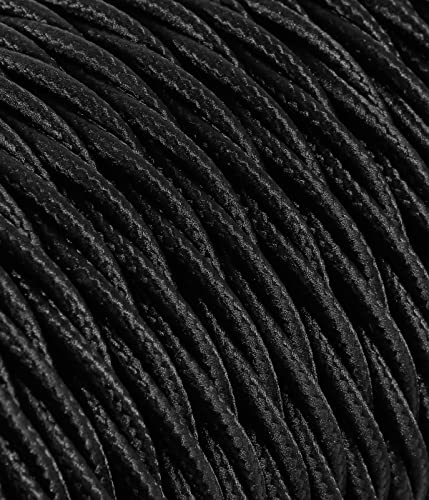 Textilkabel für Lampe, Stoffkabel 2-adrig (2x0,75mm²) - Schwarz. Made in Italy (5 Meter) von LaMorell LightDesign