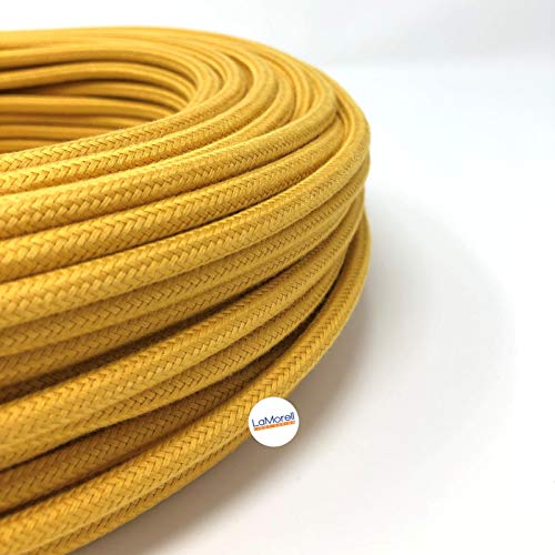 Textilkabel für Lampe, Stoffkabel 3-adrig (3x0,75mm²) - Gelbe Senf Baumwolle. Made in Italy (10 Meter) von LaMorell LightDesign