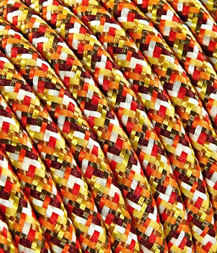 Textilkabel für Lampe, Stoffkabel 3-adrig (3x0,75mm²) - Pixel Orange. Made in Italy (5 Meter) von LaMorell LightDesign