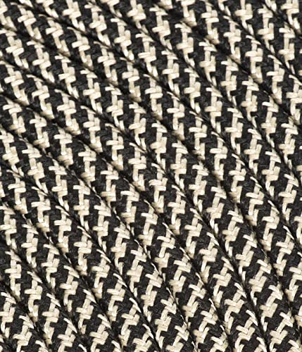 Textilkabel für Lampe, Stoffkabel 3-adrig (3x0,75mm²) - Sand/schwarz. Made in Italy (10 Meter) von LaMorell LightDesign