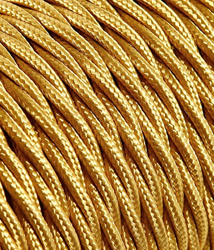 Textilkabel für Lampe, Stoffkabel 3-adrig (3x0,75mm²) - Gold. Made in Italy (1 Meter) von LaMorell LightDesign