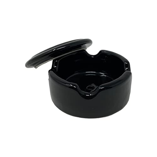 Porzellan Verteilerdose Retro Aufputz elektrische Abzweigdose Weiß/Schwarz nostalgische Wanddose | Abmessungen: Ø70 mm - h30 mm mit 4 Ausgängen. (Schwarz) von LaMorell LightDesign