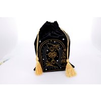 Seidensamt-Tarot-Tasche, Einzigartiges Gesticktes Design Für Orakel - Und Tarotkarten, Kordelbeutel, Samt-Tarot-Tasche, Tarot-Deck-Tasche von LaMuciDesign