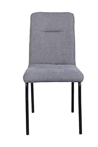 LaNatura Stuhl 2er Set Stoff Hellgrau Stahl Schwarz von LaNatura