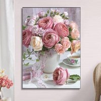 Diamond Painting Diy-Set Bild Blume Rosa 5D Steinchen Kleben Diamant Malerei Komplett Mosaik Blumenstrauß Rose Anfänger Kreatives Hobby von LaPerlaDiSaWi