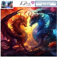 xxl Diamond Painting Diy-Set Bild Drachen Gothik Fantasy Fabelwesen Diamant Kunst Komplett Basilisk Monster Flugdrache Mythisch Kampf Liebe von LaPerlaDiSaWi
