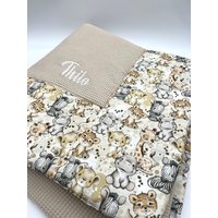 Krabbeldecke Babydecke Spieldecke Safari Tierchen Auf Wunsch Mit Stickerei 120x120cm Verschiedene Farben Möglich von LaPetiteMinou