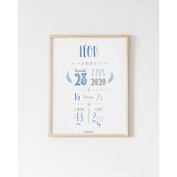 Personalisiertes Geburtsposter - Blau Personalisiertes Geburtsposter - Blau von LaPoupettePaillettes