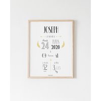 Personalisiertes Geburtsposter - Schwarz & Gelb Personalisiertes Geburtsposter - Schwarz & Gelb von LaPoupettePaillettes