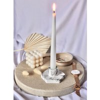 Kerzenständer Kerzenhalter Stabkerzenhalter Marmor Wohndekor Weiß Candleholder Marble Handmade von LaResinique