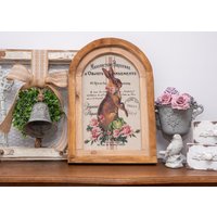 Lapin, Décoration De Pâques, Français Vintage Chic, Shabby Ferme, D'art Mural Rustique, Style Maison Campagne, Fenêtre Cintrée Décorative von LaRusticca