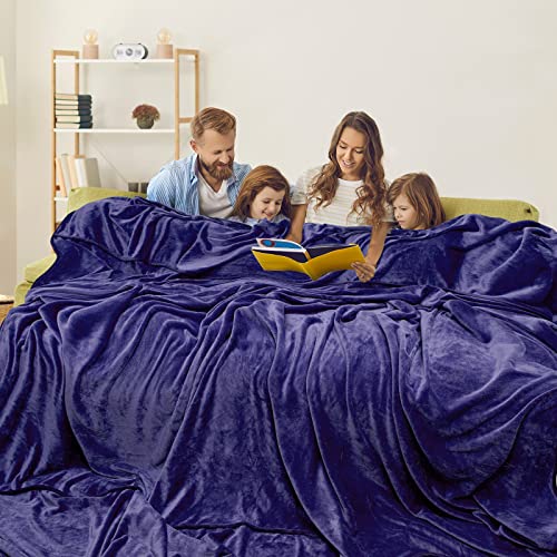 LaSyL Übergroße King-Size-Decke, 308x300 cm, extra groß, weich, warm, Flanell-Fleece, dicke Überwurfdecke, Plüsch, Mikrofaser, flauschige Bettdecke, für Couch/Bett/Sofa, draußen, Kampagne, Marineblau von LaSyL