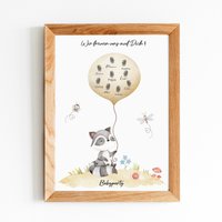 Fingerprint Gästebuch Babyparty - Motiv Kleiner Waschbär Mit Ballon/Fgbp-002 von LaToLe