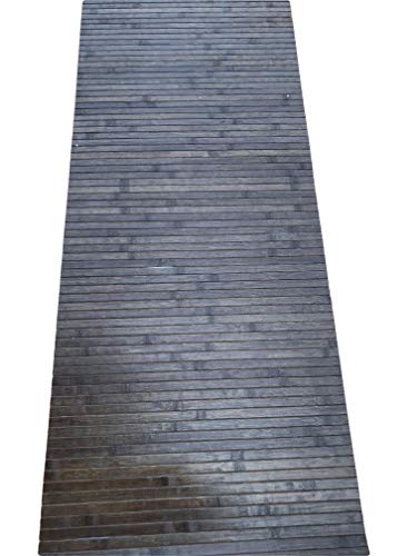Teppich Bamboo Print auf verschiedenen Farben Rutschfest (Küche bagnpo Camera Sauna) Dunkles Holz von LaVelaHOME