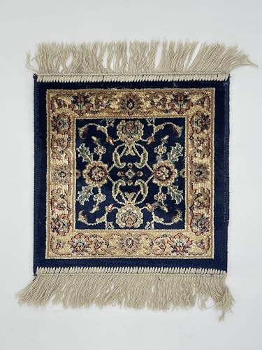 LaVelahome Klassischer Teppich, klein, 35 x 35 cm, quadratisch, mit Fransen (35_x_35_cm, Blau_03) von LaVelaHOME