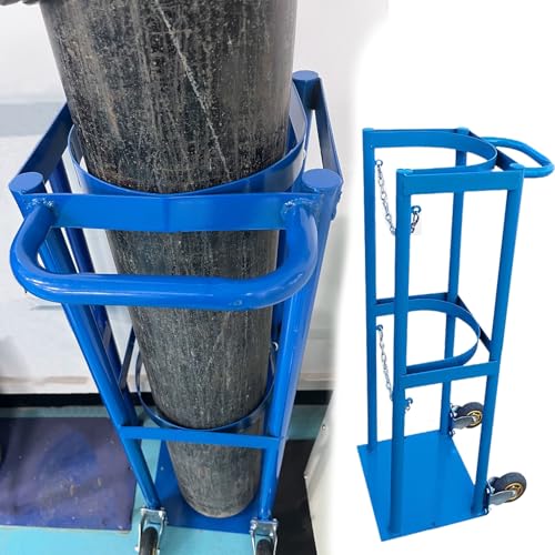 Sackkarre klappbar Flaschentankhalter, rollbares Lagerregal für Sauerstoffflaschen für Transportstuhl, rechteckiges Trolley-Werkzeug für 40-Liter-Stickstofftank, einteiliger vertikaler Flaschensc von LaYiQimn
