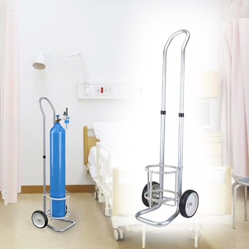 Sackkarre klappbar Sauerstoffflaschenhalter, verstellbarer Griff, Sauerstoffflaschenwagen, tragbarer rollender Gasflaschenwagen, Sauerstofflagerregal aus Aluminiumlegierung für Fabriken/Kliniken Sackkarre klappbar Sauerstoffflaschenhalter, verstellbarer Griff, Sauerstoffflaschenwagen, tragbarer rollender Gasflaschenwagen, Sauerstofflagerregal aus Aluminiumlegierung für Fabriken/Kliniken von LaYiQimn