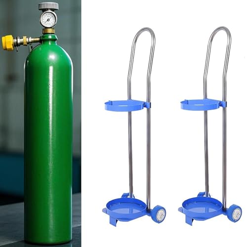 Sackkarre klappbar Sauerstoffflaschenhalter-Set – 2-teiliger Gasflaschenwagen mit Rollen für Sauerstoff-/Acetylenschweißen und Krankenhausgebrauch, robuster Stickstoffflaschen-Organizer mit Räder von LaYiQimn