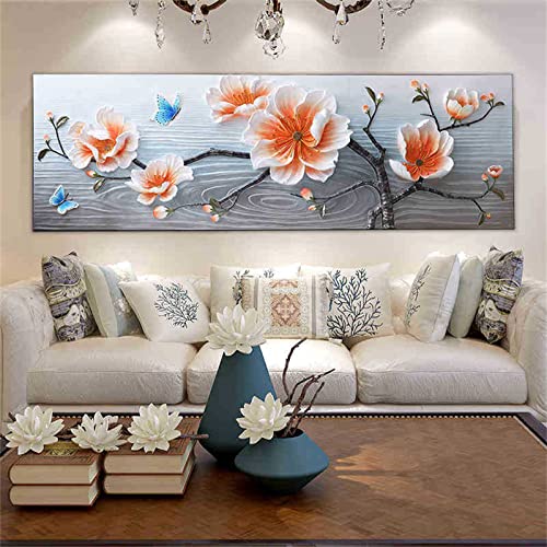 5D Diamond Painting Groß Blumen,Diamant Painting Bilder Erwachsene 150x50cm,DIY 5D Diamant malen nach zahlen Set Kinder,mit Voll Zubehör,Gemälde Wohnzimmer Schlafzimmer Büro Wand/Eingang Dekoration von Laahoo