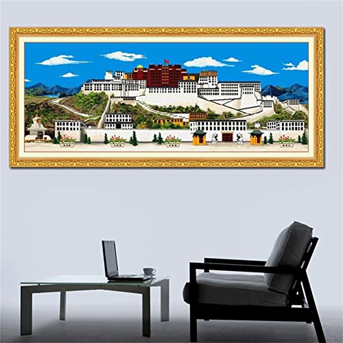 5D Diamond Painting Groß Landschaft des Potala-Palastes,Diamant Painting Bilder Erwachsene 200x100cm,DIY Diamant malen nach zahlen Set Kinder,mit Voll Zubehör,Gemälde Wohnzimmer Schlafzimmer Wand Deko von Laahoo