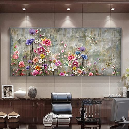 5D Diamond Painting Groß bunte Blume,Diamant Painting Bilder Erwachsene 100x50cm,DIY 5D Diamant malen nach zahlen Set Kinder,mit Voll Zubehör,Gemälde Wohnzimmer Schlafzimmer Büro Wand/Eingang Deko von Laahoo