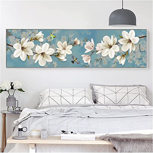 Diamond Painting Set,5D Diamant Painting Bilder,DIY Malen Nach Zahlen Erwachsene Kinder Stickerei,Daiments Painting Eckige Steine,Groß xxl Leinwand Art dots Kits,Deko Wohnzimmer,Blume weiß 200x100cm von Laahoo