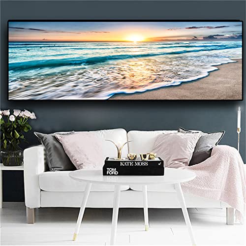 Diamond Painting Set,5D Diamant Painting Bilder,DIY Malen Nach Zahlen Erwachsene Kinder Stickerei,Daiments Painting Eckige Steine,Groß xxl Leinwand Art dots Kits,Deko Wohnzimmer,Strand Meer 160x80cm von Laahoo