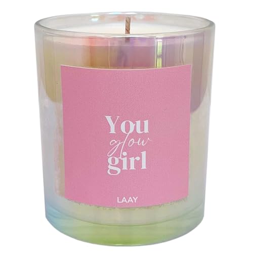 Laay "You Glow" Duftkerze mit Spruch - Geschenke für Frauen, Beste Freundin, Schwester, Kollegin Geschenke - handgemachtes Geburtstagsgeschenk für Frauen (Orange) von Laay