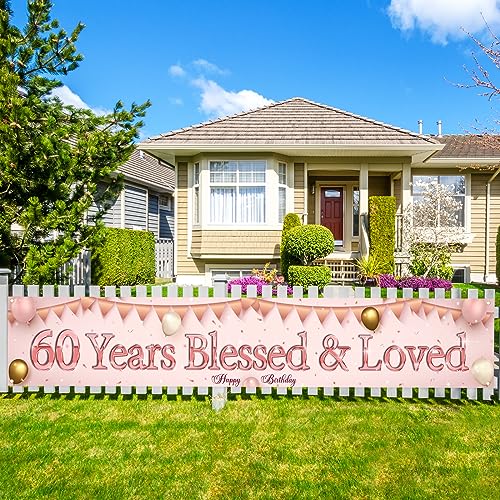 Labakita 60 Years Blessed and Loved Banner, Large Happy 60th Birthday Banner, Mom Grandma's 60th Bday Decorations Women 60 Years Old Yard Lawn Sign Rose Gold Labakita 60 Years Blessed and Loved Banner, Large Happy 60th Birthday Banner, Mom Grandma's 60th Bday Decorations Women 60 Years Old Yard Lawn Sign Rose Gold von Labakita