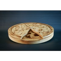 Handgemachter Interaktiver Hunde Leckerli Puzzle Und Futterautomat Aus Holz - Mcpaw's Pizza Spin von Labanoris