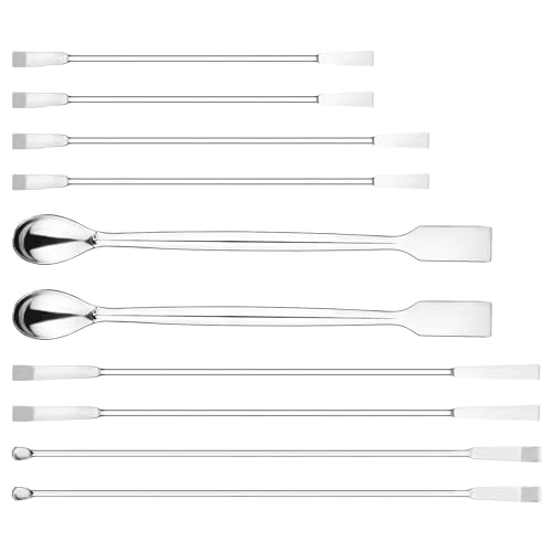 Labasics 10 Stück Labor Mikrolöffel und Spatel Set, Edelstahl Doppelendige Laborspatel Probenlöffel Mikroskopulas Wägeset von Labasics