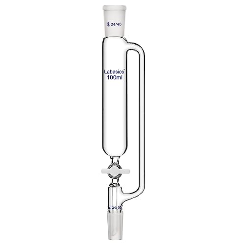 Labasics 100 ml Druckausgleich Zusatz Trichter, Borosilikatglas Tropftrichter 24/40 Gelenk mit PTFE-Hahn für Labor, 100 ml von Labasics