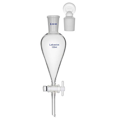 Labasics 125ml Borosilikatglas Konischer Scheidetrichter mit PTFE-Absperrhahn, Separatory Funnel von Labasics